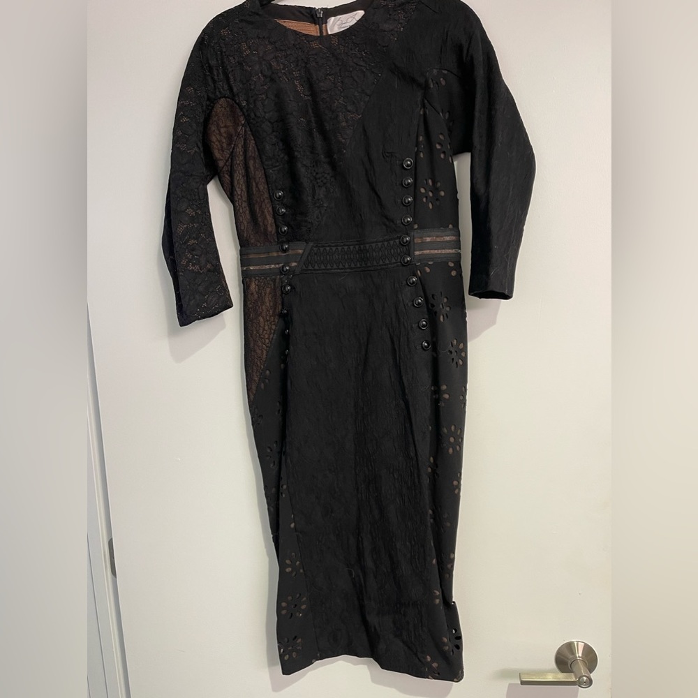 Byron Lars sheath dress - lace and lined with button detail size 6 $220